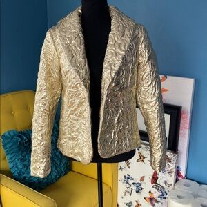 MICHAEL KORS QUILTED GOLDEN FOIL BROCADE  BLAZER✨ Limited Edition ✨ Size 6